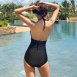 深V美胸露背造型連身泳衣
