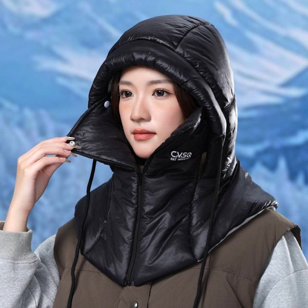 多功能羽絨拉鍊加絨保暖帽子 口罩帽 圍脖帽 遮耳帽 騎車帽