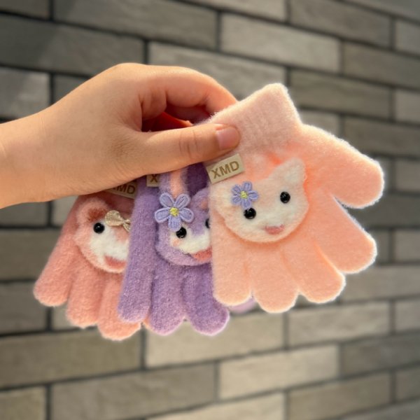 兒童動物英文字母針織保暖手套